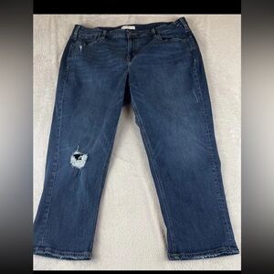 Lane Bryant womens dark wash blue denim high rise crop jeans size 24P